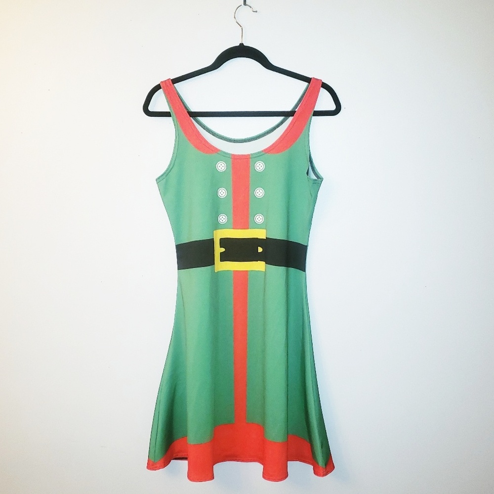 NWOT Chistmas Stretchy Elf Skater Dress